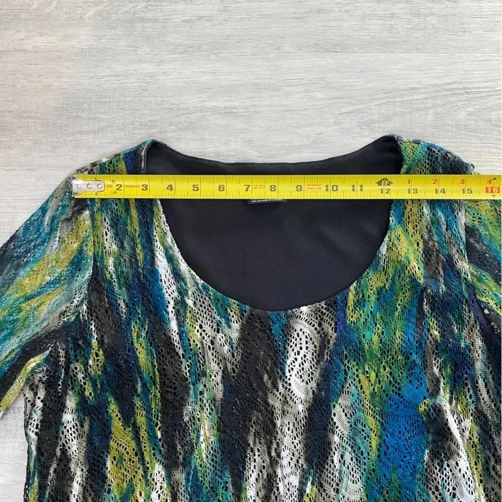 Clientele Watercolor Lace Overlay Frilly Blouse Size M